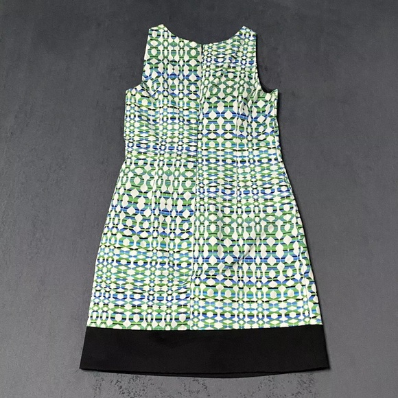 Evan Picone Sheath Womens Size 8 Dress White Blue and Green Sleeveless Geometric - Picture 2 of 7